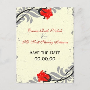 Vintage Red Rose Grunge Enregistrer La Date Carte