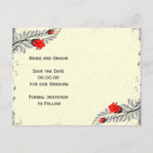 Vintage Red Rose Grunge Enregistrer La Date Carte  (Dos)