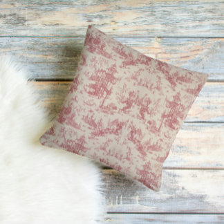 Vintage Red Toile Throw Pillow Kussen