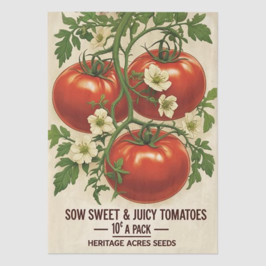 Vintage Red Tomato Botanical Decoupage Tissuepapier (Voorkant)