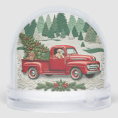 Vintage Red Truck Christmas Snow Globe (Arrière)