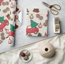 Vintage Red Truck Christmas Wrapping Paper  Cadeaupapier