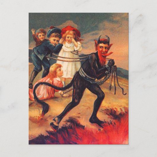 Vintage Redheaded Briefkaart Krampus (Voorkant)