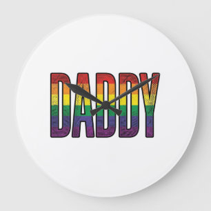 Vintage Regenboog Daddy Pride Typografie T-Shirt_1 Grote Klok