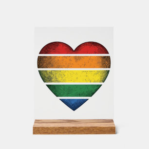 Vintage Regenboog Hart Pride Vector T-shirt Ontwer Acryl Bord