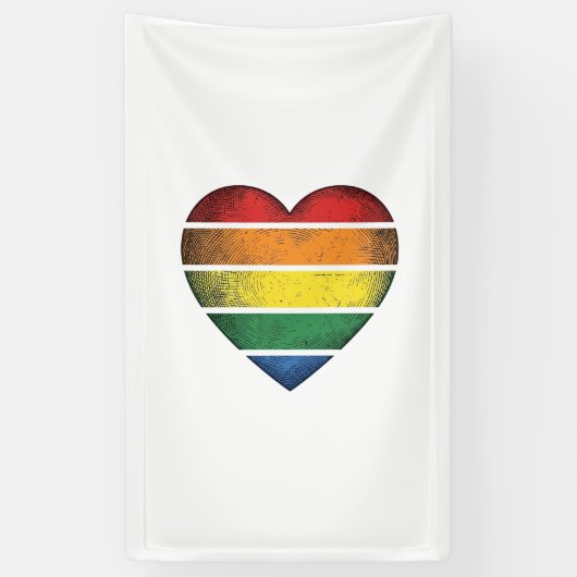 Vintage Regenboog Hart Pride Vector T-shirt Ontwer Spandoek (Verticaal)