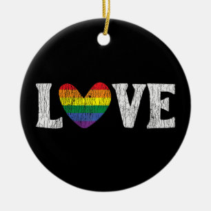 Vintage Regenboog Liefde Trots Familie Bijpassend  Keramisch Ornament