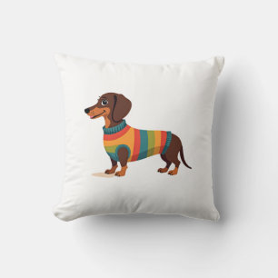 Vintage Regenboog Trui Dachshund Schattige Lange H Kussen