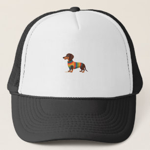 Vintage Regenboog Trui Dachshund Schattige Lange H Trucker Pet