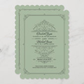 Vintage Regency Sage Green Wedding Kaart (Voorkant / Achterkant)