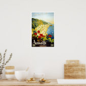 Vintage-reis, Amalfi Poster (Keuken)