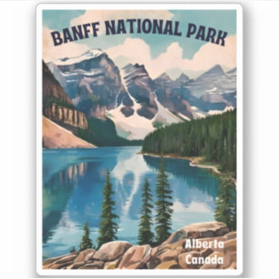 Vintage Reis Banff National Park Retro Grafisch Sticker