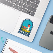 Vintage Reis Cape Cod Nauset Vuurtoren Retro Sticker (Laptop met iPhone)