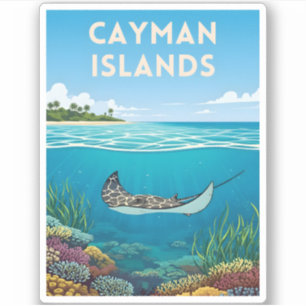 Vintage Reis Cayman Eilanden Onderwater Natuur Sticker