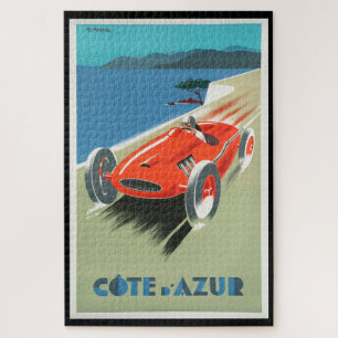 Vintage Reis Côte d'Azur Frankrijk Rode Raceauto Legpuzzel