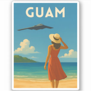 Vintage Reis Guam Eiland Strand Retro Kust Sticker