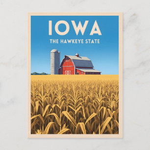 Vintage Reis Iowa Retro Hartland Boerderij Landsch Briefkaart