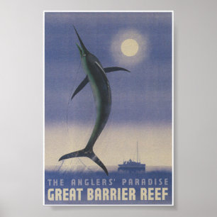 Vintage-reis met Great Barrier Reef Poster