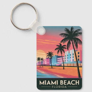 Vintage Reis Miami Beach Florida Zonsondergang aan Sleutelhanger