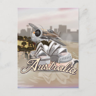 Vintage Reis naar Australië Reisposter Briefkaart
