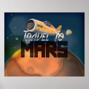 Vintage-reis naar Mars-reisposter Poster