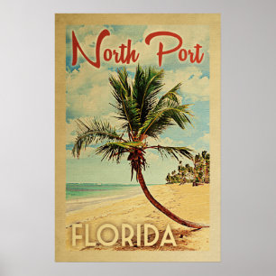 Vintage-reis Noord-havenpalm Poster