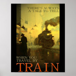 Vintage-reis per trein poster