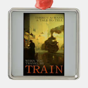 Vintage-reis per trein Premium-versiering Metalen Ornament