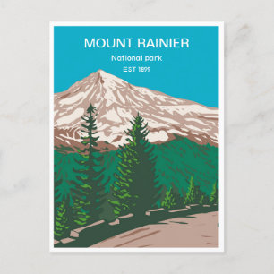 vintage reis retro Mount Rainier nationaal park Briefkaart