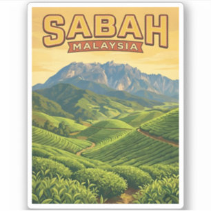 Vintage Reis Sabah Borneo Maleisië Natuur Retro Sticker