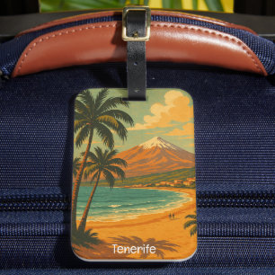 Vintage Reis Tenerife Canarisch Eiland Mount Teide Bagagelabel