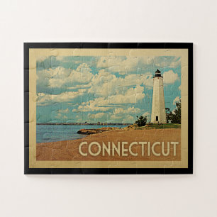 Vintage-reis van Connecticut Lighthouse Legpuzzel