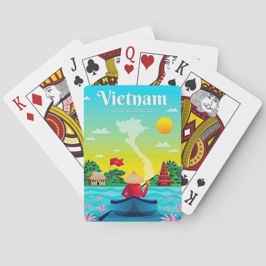 Vintage Reis Vietnam Speelkaarten (Achterkant)