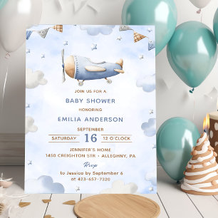 Vintage Reis Vliegtuig Baby shower Party Kaart