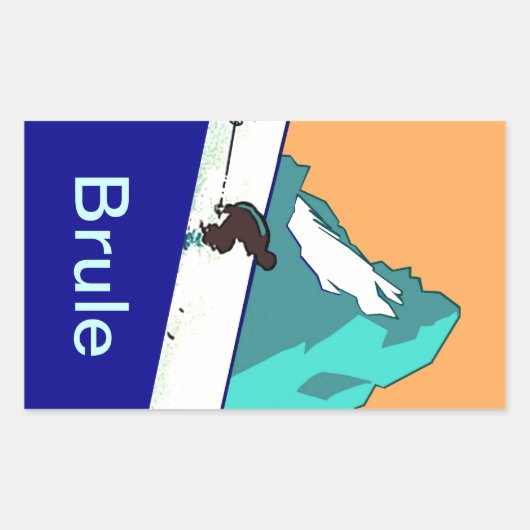 Vintage Reisbagage Stickers Brule MTNS Skiën (Voorkant)