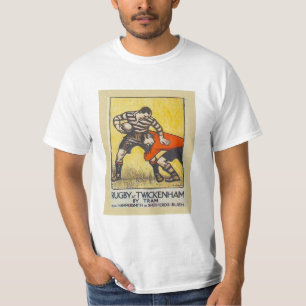 Vintage reisbureau poster, Rugby bij Twickenham me T-shirt