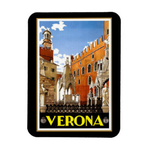 Vintage reisbureau poster, Verona, Italië Magneet