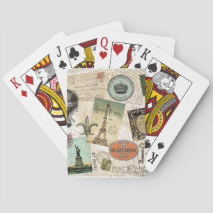 Vintage Reiscollage, kaartendek Pokerkaarten