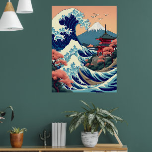 Vintage reisillustratie van Mt. Fuji Japan Poster