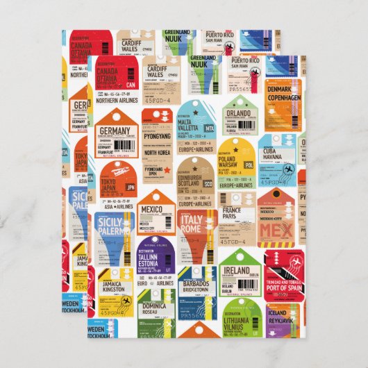 Vintage reiskaartenpatroon. (Voorkant / Achterkant)