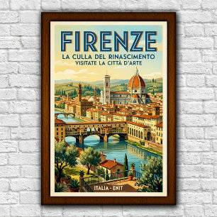 Vintage Reisposter Florence, Italië Jaren '60 Poster