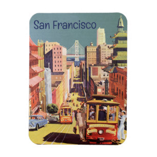 Vintage Reisposter Kunst San Francisco Cable Cars Magneet