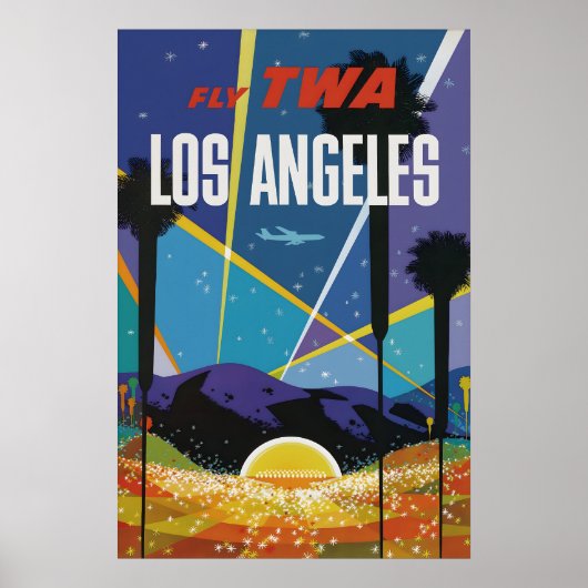 Vintage Reisposter Los Angeles Print, Luchtvaartma Poster (Voorkant)