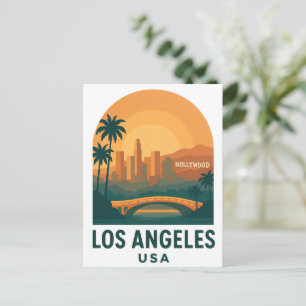 Vintage reisposter Los Angeles – Retro stad Briefkaart