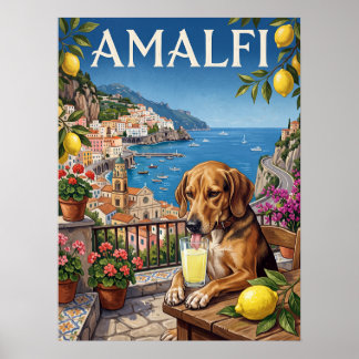 Vintage Reisposters | Amalfi Italië Hond Kust Poster