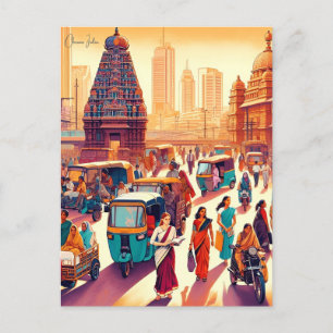 Vintage reisstad Chennai India vakantie retro Briefkaart