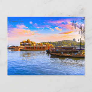 Vintage reisstad Hangzhou China Chinese retro Briefkaart