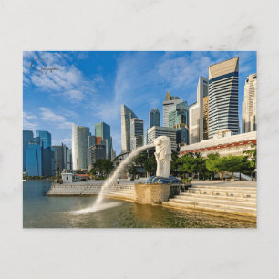 Vintage reisstad Singapore skyline retro Briefkaart