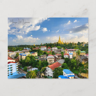 Vintage reisstad Yangon Myanmar Boeddhisme Altaar Briefkaart