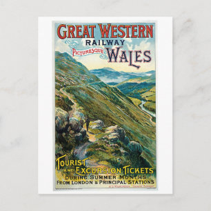 Vintage reist naar Wales advertentie Briefkaart